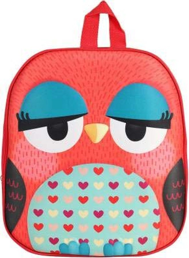 Ineffable Owl 3D Print Polyster Kids School Bag/School Backpack for Kids (Red) - Image 1